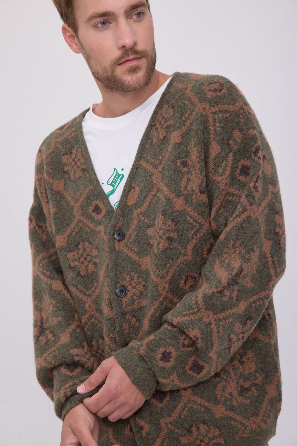 SWEATER MAGNO - Olive Night Pattern:brown pattern