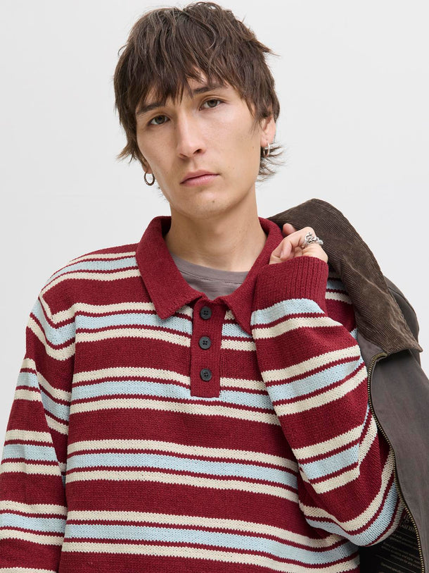 Product POLO RELAXED TEJIDO CAMBRIDGE-Tibetan Red Stripes:Skyway - Image 3