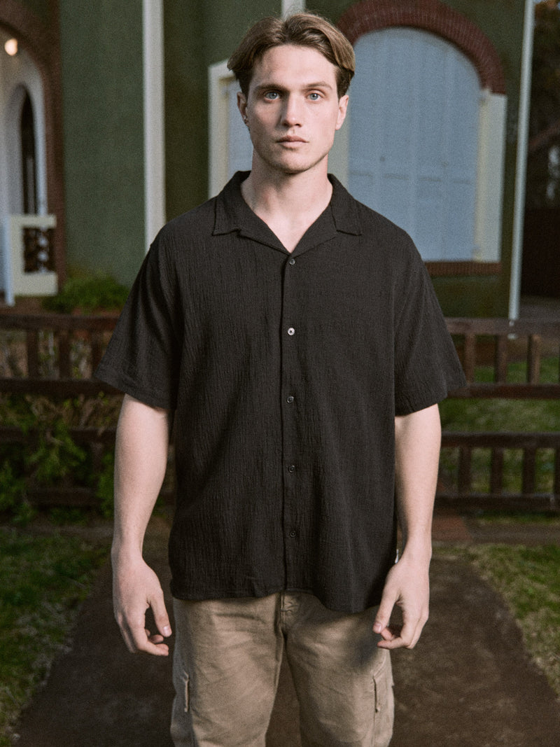 CAMISA RELAXED CRINKLE LUKE - Black