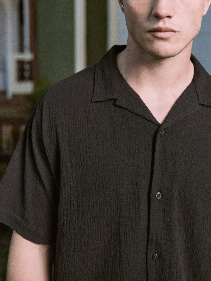 CAMISA RELAXED CRINKLE LUKE - Black