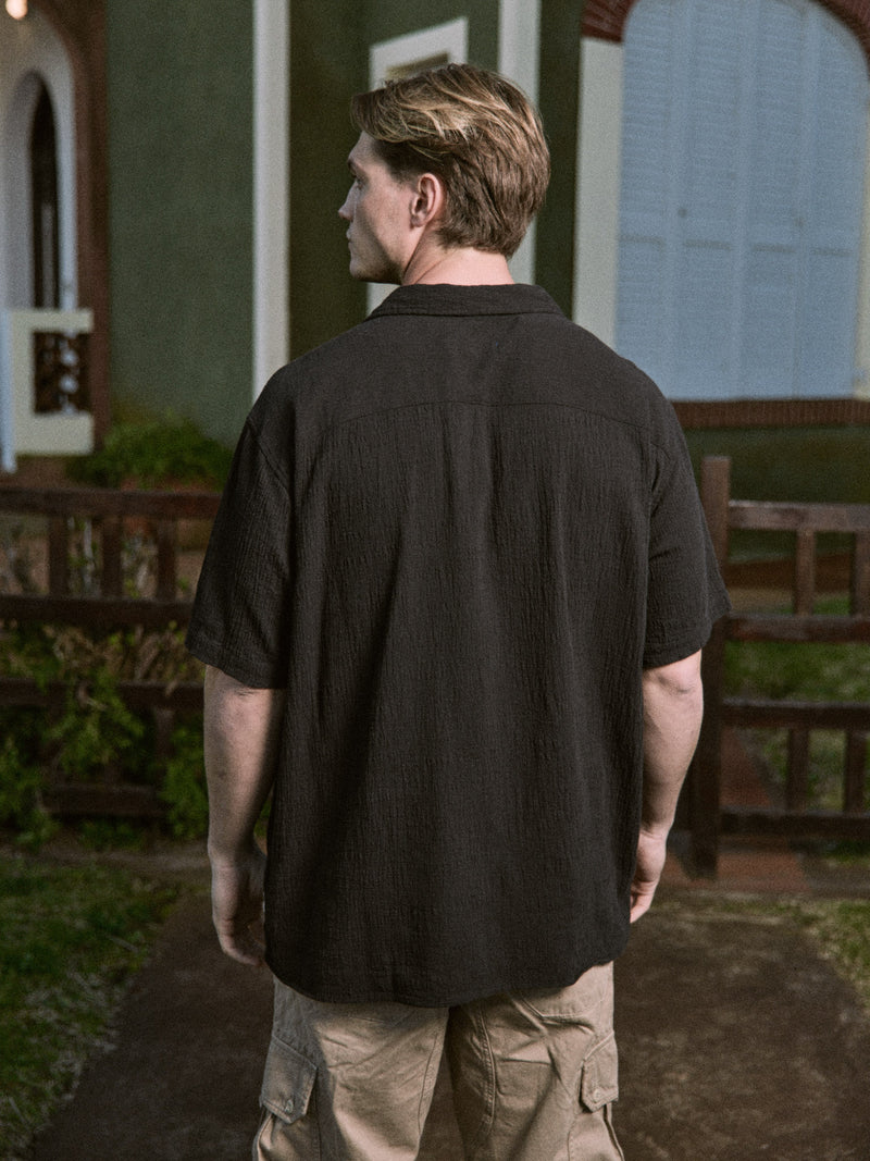 CAMISA RELAXED CRINKLE LUKE - Black