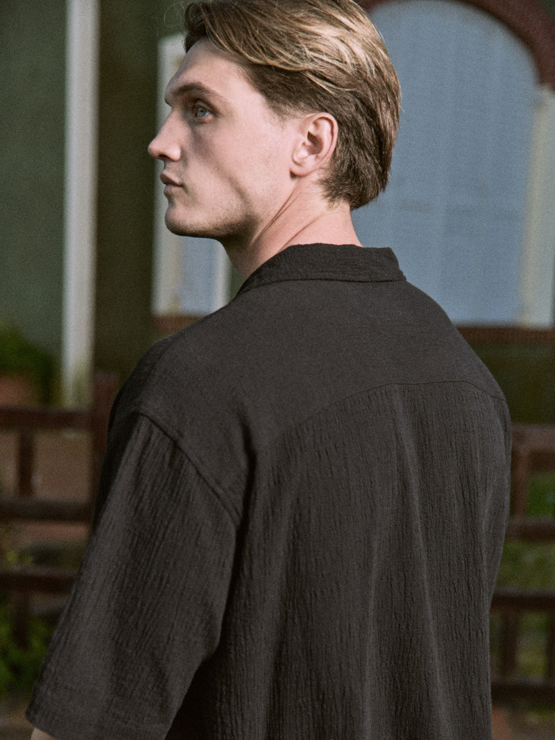 CAMISA RELAXED CRINKLE LUKE - Black