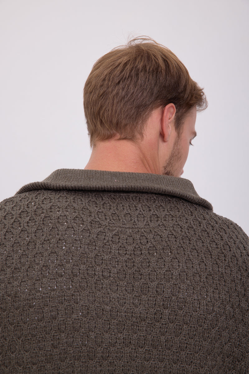 SWEATER BLUNORTH - Olive Night Detail:MELANGE