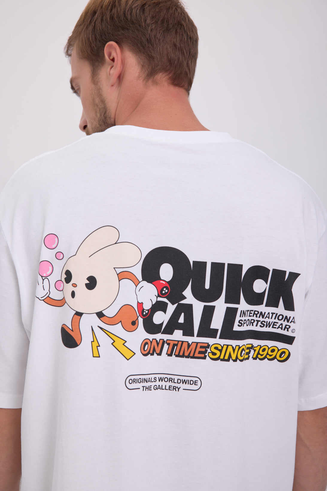 CAMISETA SALON - Bright White Print:RUNNING RABBIT