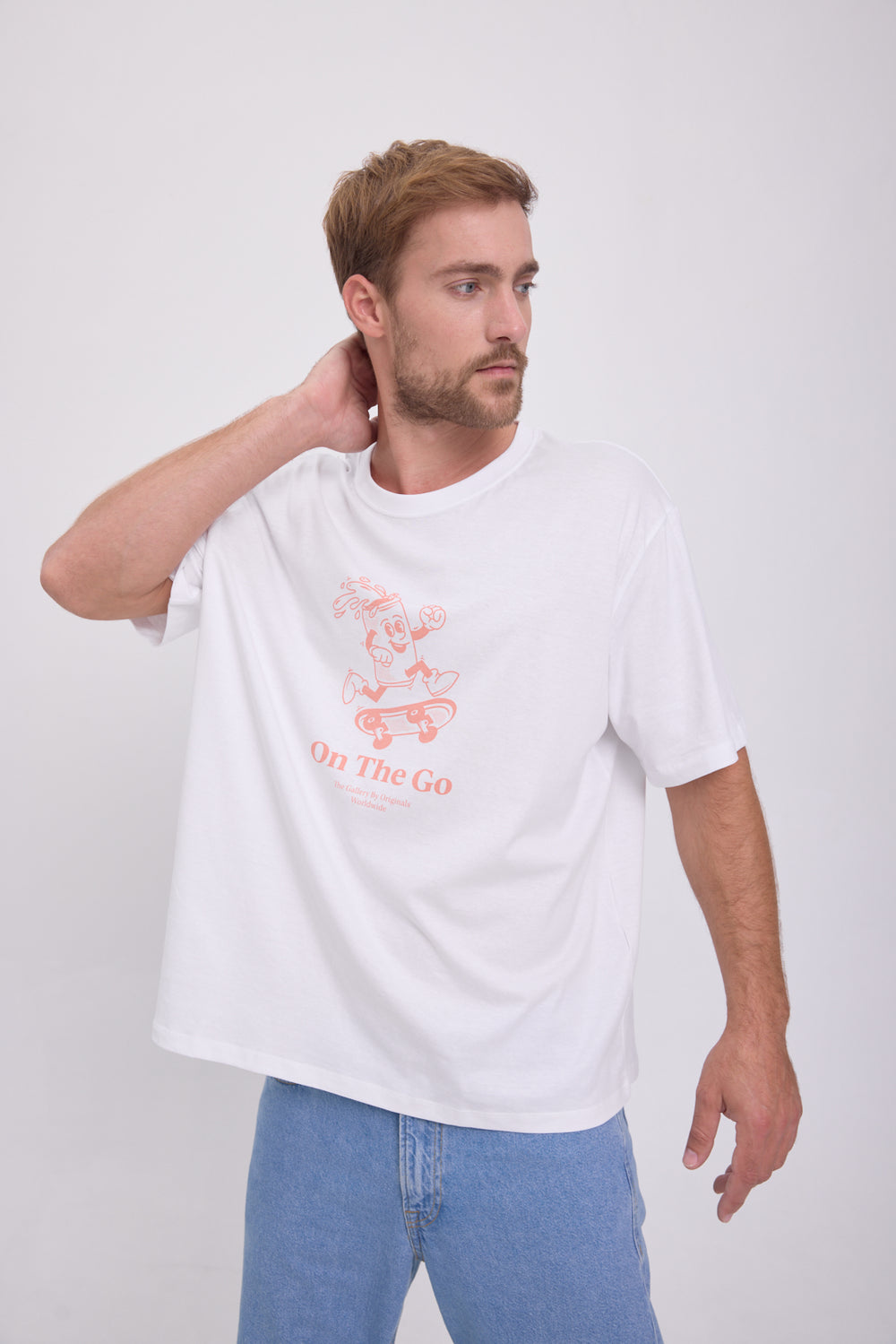 CAMISETA GAME - Bright White Print:ORANGE PRINT