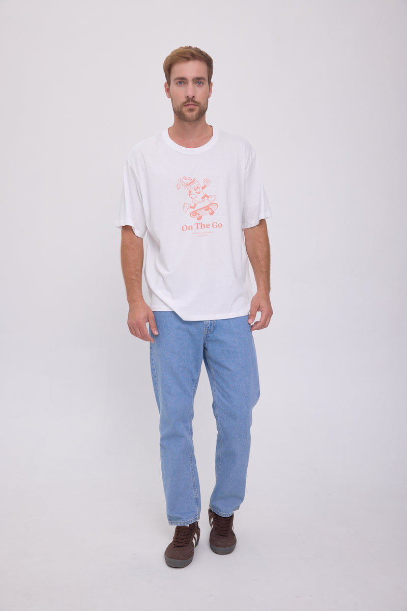 CAMISETA GAME - Bright White Print:ORANGE PRINT