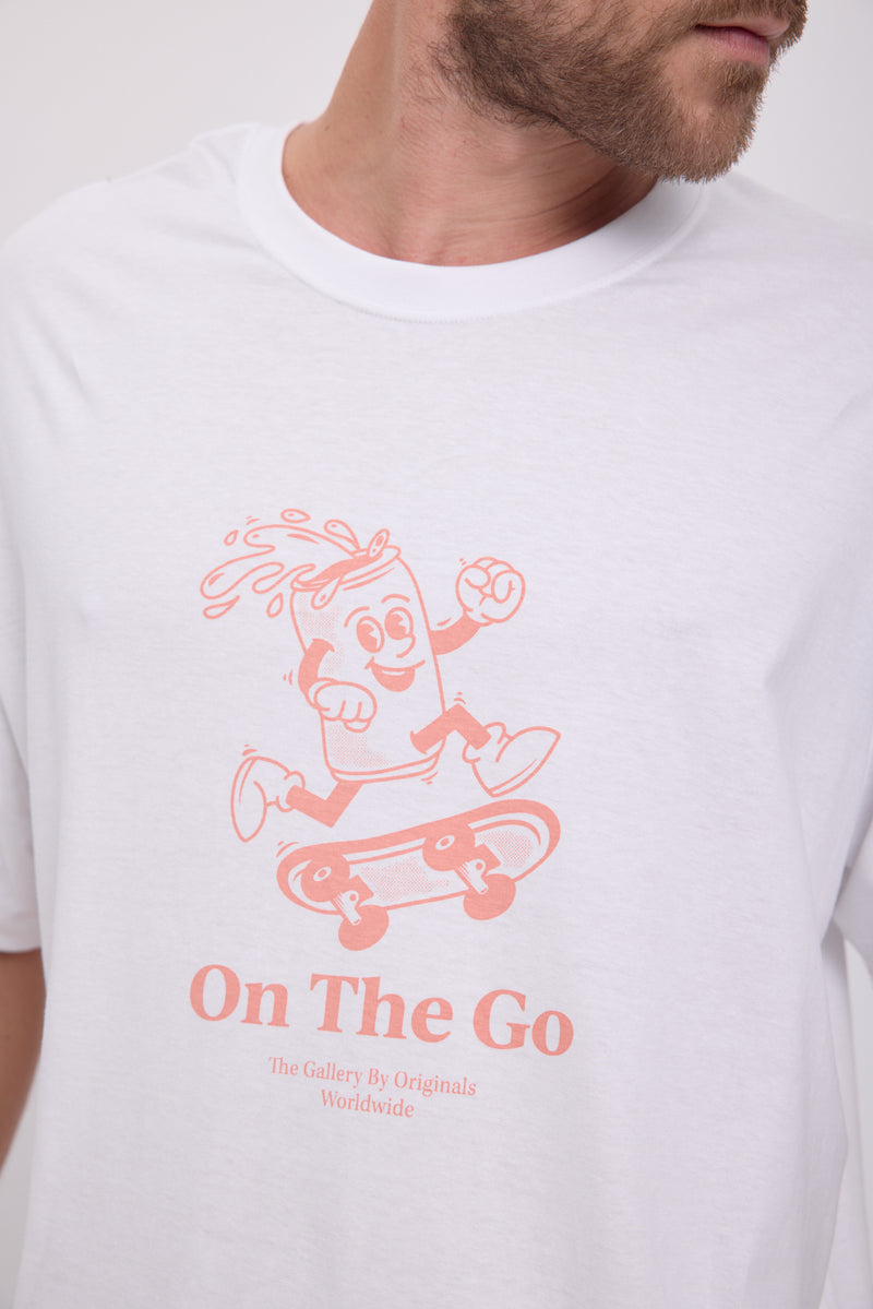 CAMISETA GAME - Bright White Print:ORANGE PRINT