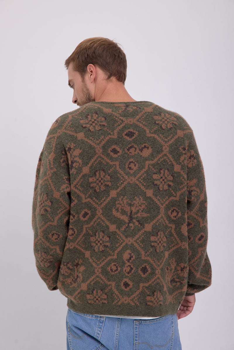 SWEATER MAGNO - Olive Night Pattern:brown pattern