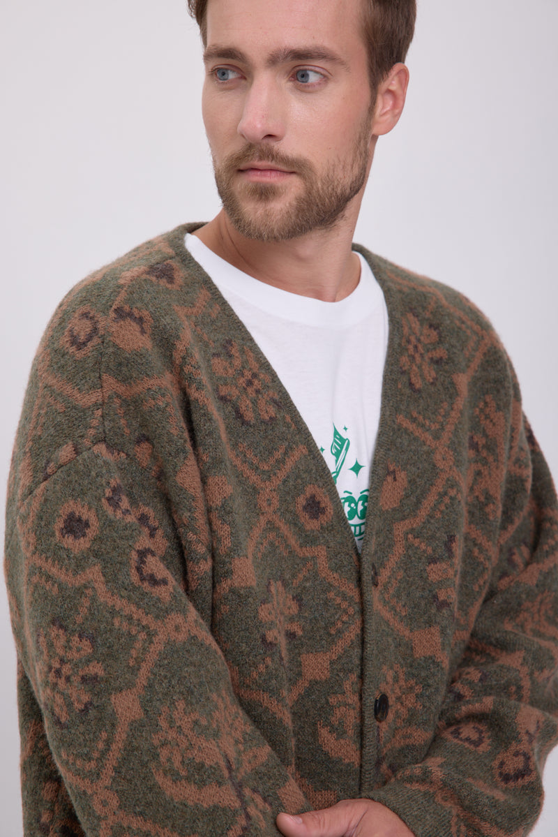 SWEATER MAGNO - Olive Night Pattern:brown pattern