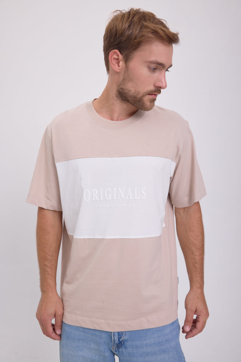 CAMISETA FREDERIKSBERG MARGATE - Moonbeam Detail:WHITE BLOCKING