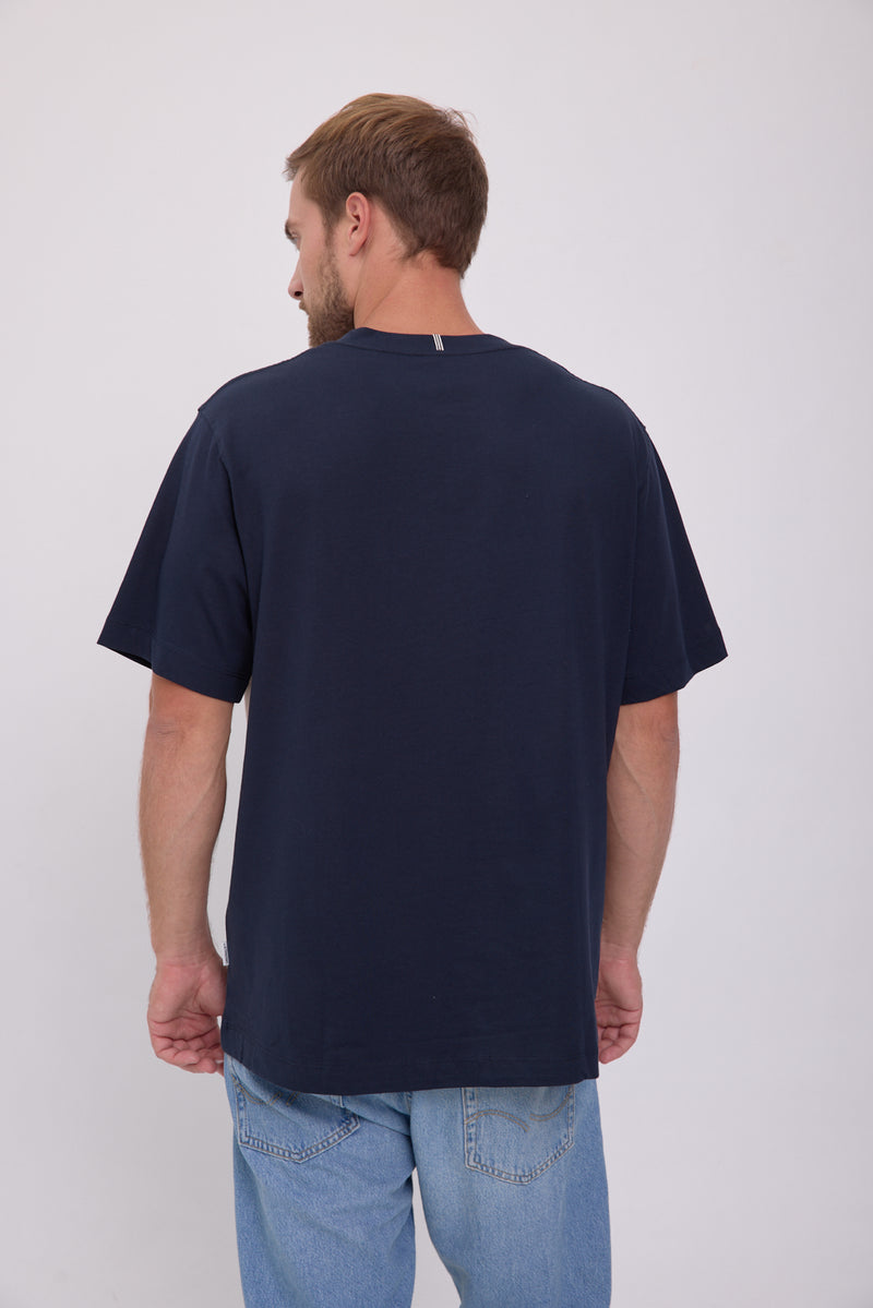 CAMISETA FREDERIKSBERG MARGATE - Sky Captain Detail:ANTIQUE WHITE BLOCKING