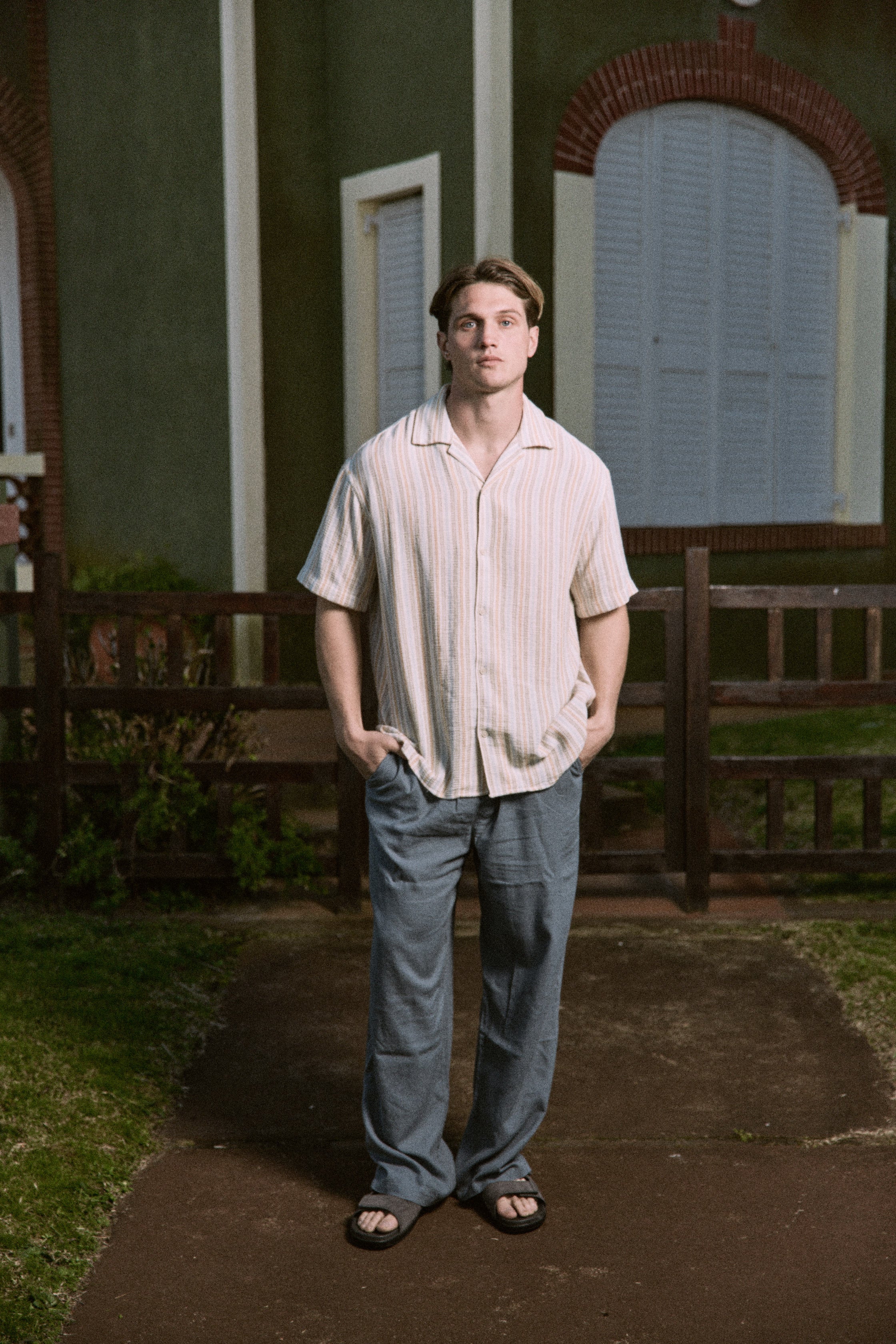 CAMISA RELAXED RAYAS COBA - Golden Apricot