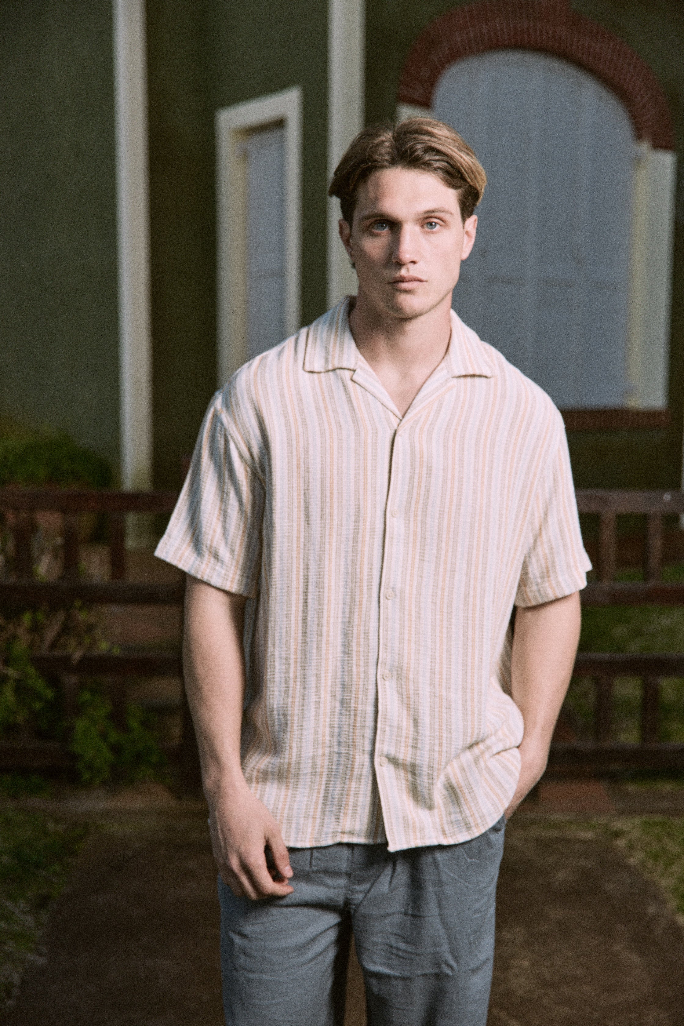 CAMISA RELAXED RAYAS COBA - Golden Apricot