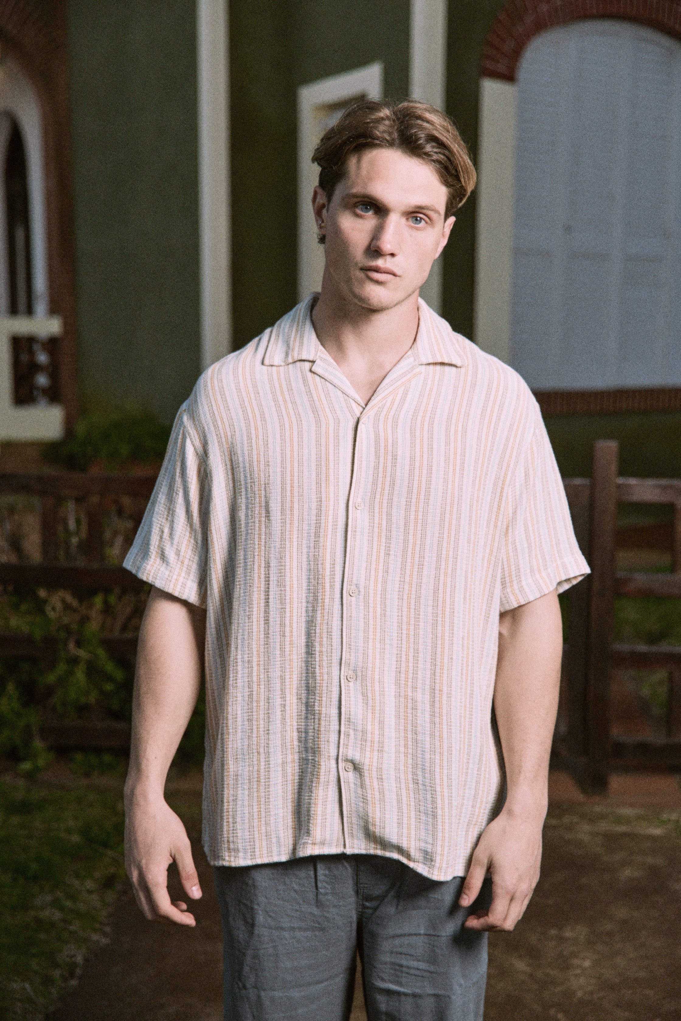 CAMISA RELAXED RAYAS COBA - Golden Apricot