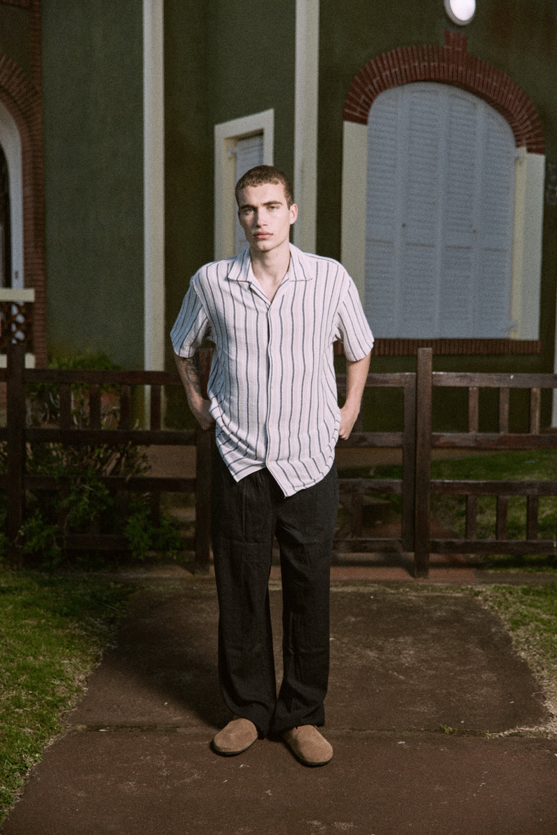 CAMISA RELAXED RAYAS COBA - Celadon Tint