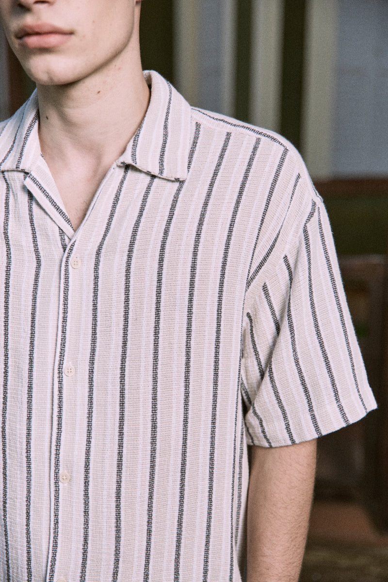 CAMISA RELAXED RAYAS COBA - Celadon Tint