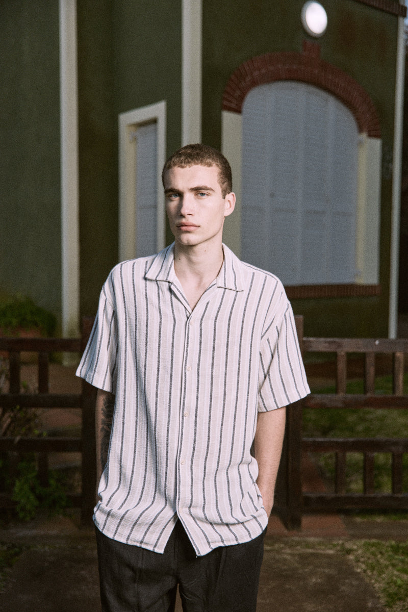 CAMISA RELAXED RAYAS COBA - Celadon Tint