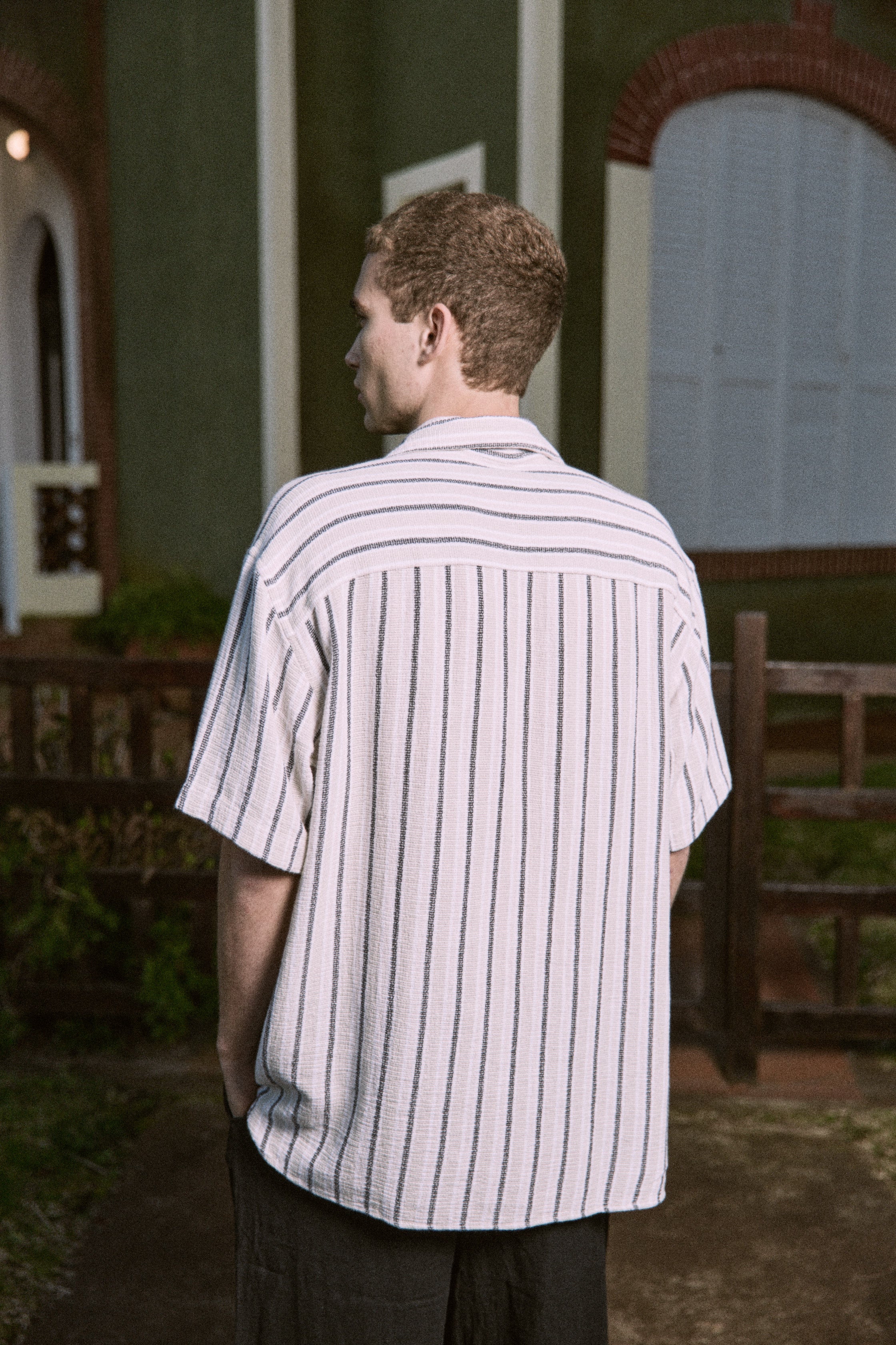 CAMISA RELAXED RAYAS COBA - Celadon Tint