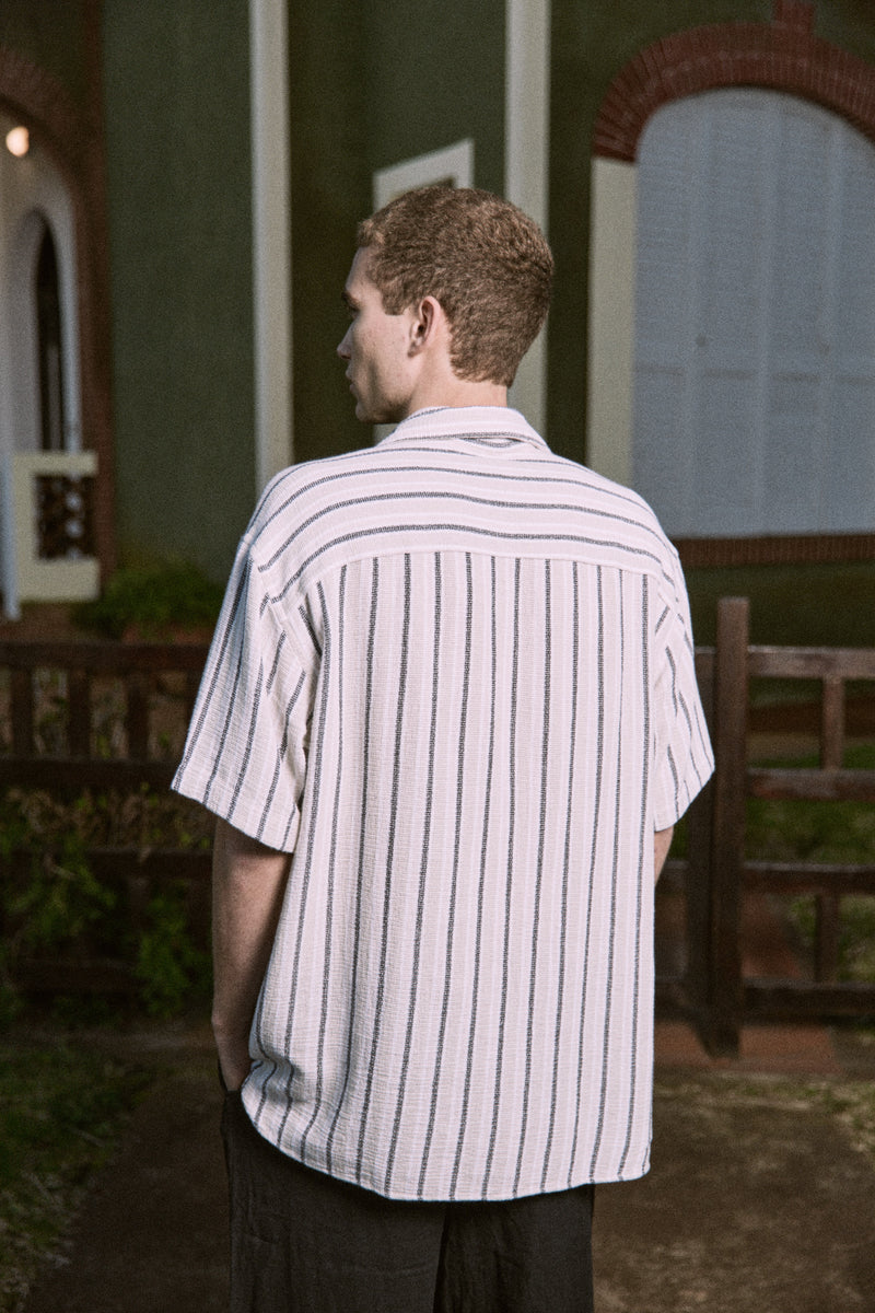 CAMISA RELAXED RAYAS COBA - Celadon Tint