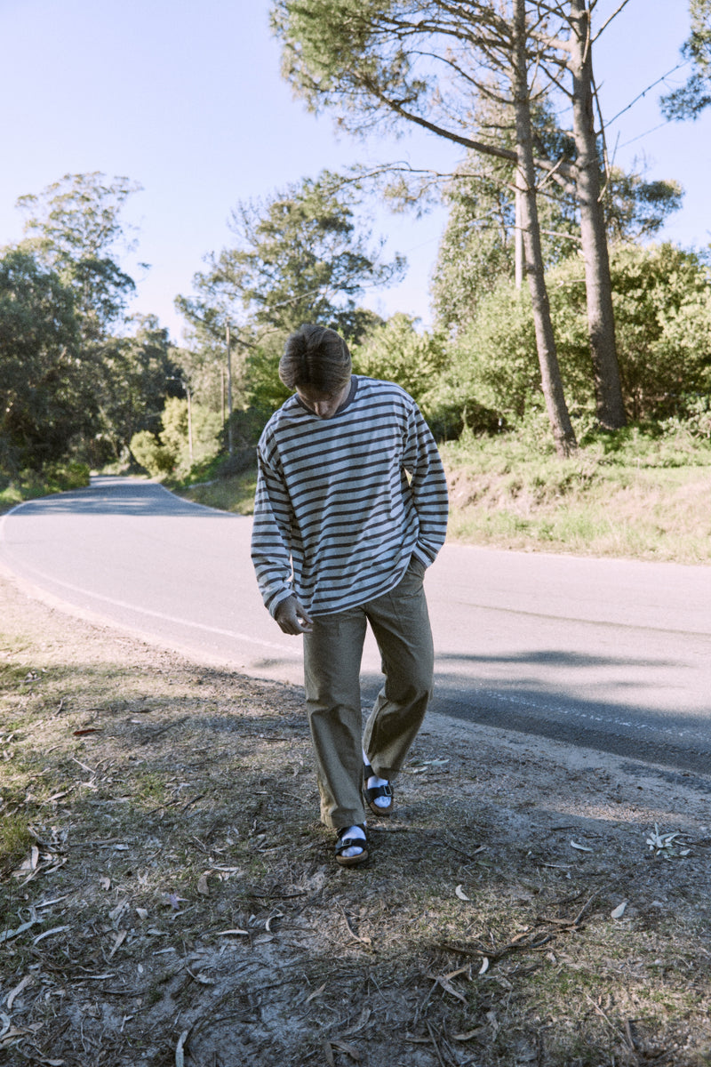 CAMISETA SLINGTON CREW-Deep Taupe Stripes:ANTIQUE WHITE