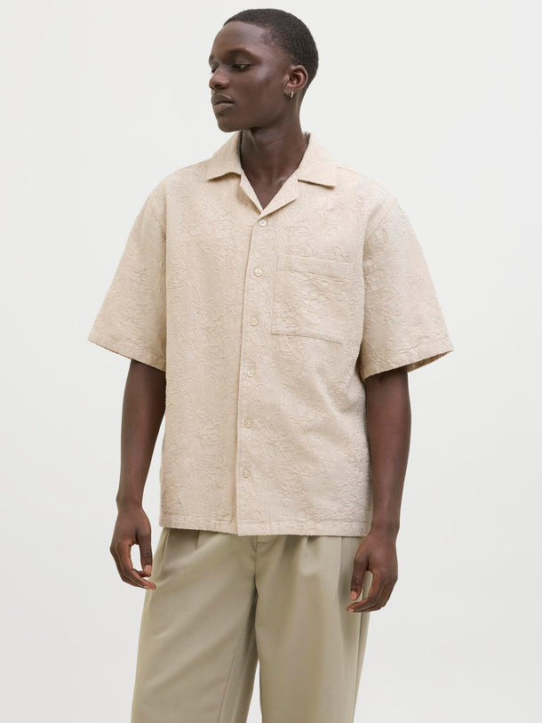 Product CAMISA JACQUARD OVERSIZE DE LINO JACOB-Oatmeal Fit:OVERSIZE FIT - Image 3