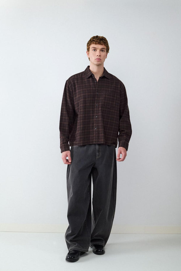 Product CAMISA MANGA LARGA BOXY FRANELA -Coffee Bean - Image 2