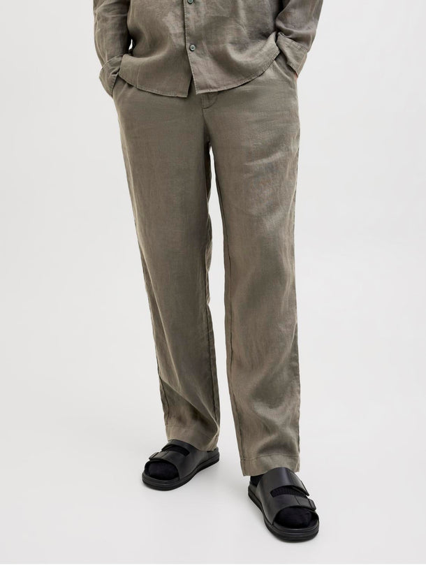 Product PANTALON CHINO LINO KARL-Tea Leaf - Image 4