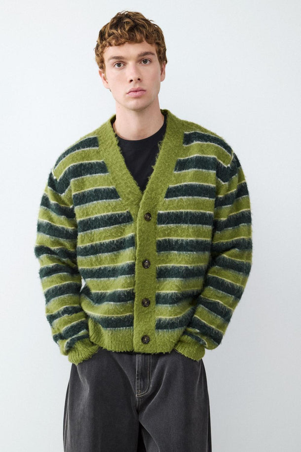 Product CARDIGAN CUELLO PICO RAYAS BMK-Green Tea - Image 1