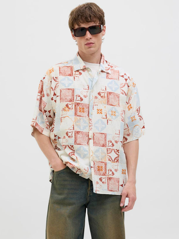 Product CAMISA WIDE DE LINO ESTAMPADA HYDRA - Cloud Dancer - Image 1