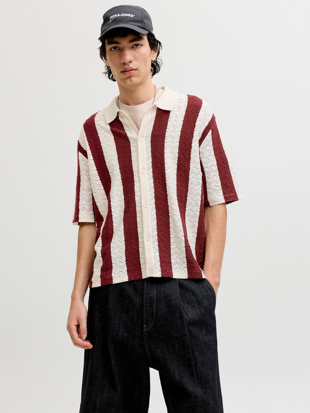 Product POLO LOOSE TEJIDO RAYAS TYLER - Sea Salt Stripes:Cabernet - Image 1