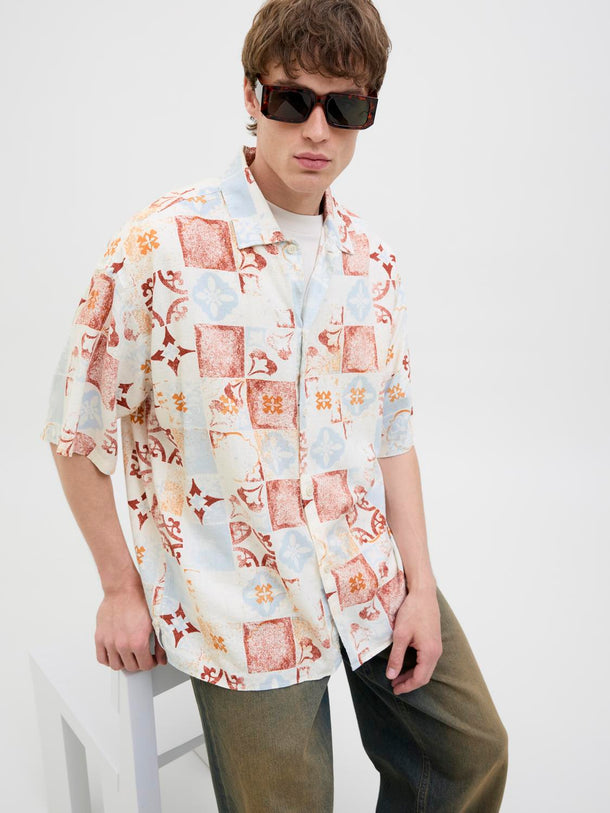 Product CAMISA WIDE DE LINO ESTAMPADA HYDRA - Cloud Dancer - Image 4