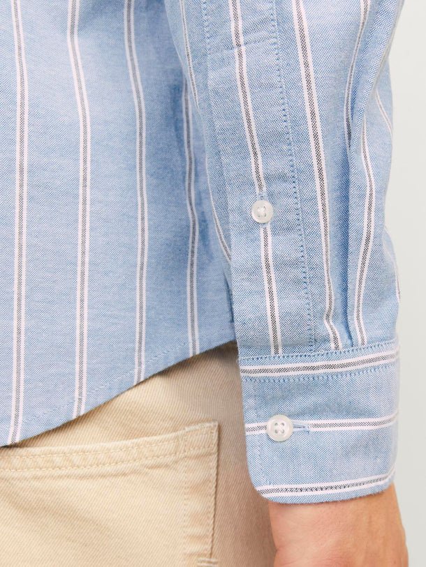 Product CAMISA SLIM MANGA LARGA OXFORD - Chambray Blue Stripes:SLIM FIT - Image 20