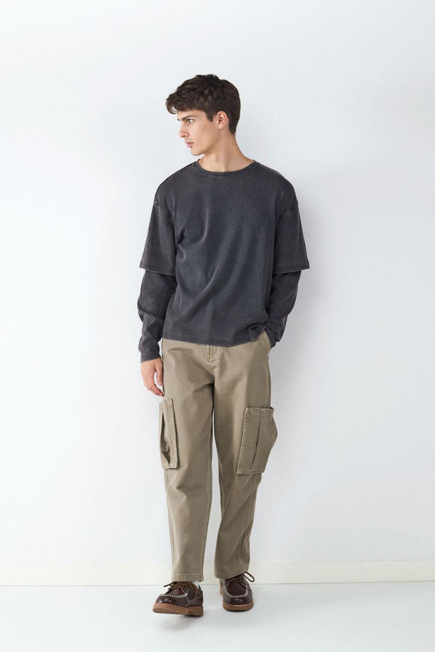 Product PANTALÓN CARGO STRAIGHT BMK-Khaki - Image 1