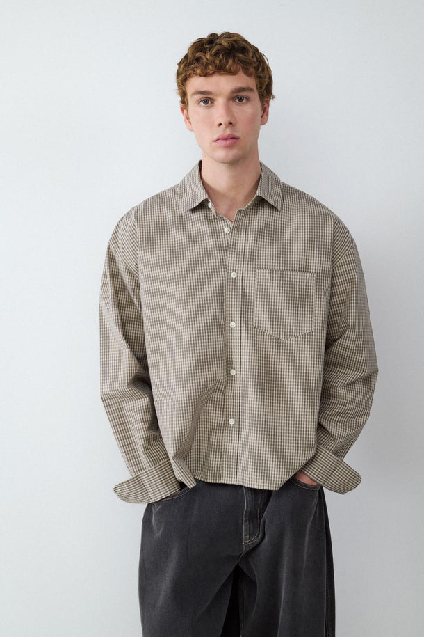 Product CAMISA DE MANGAS LARGAS BOXY-Beige - Image 1