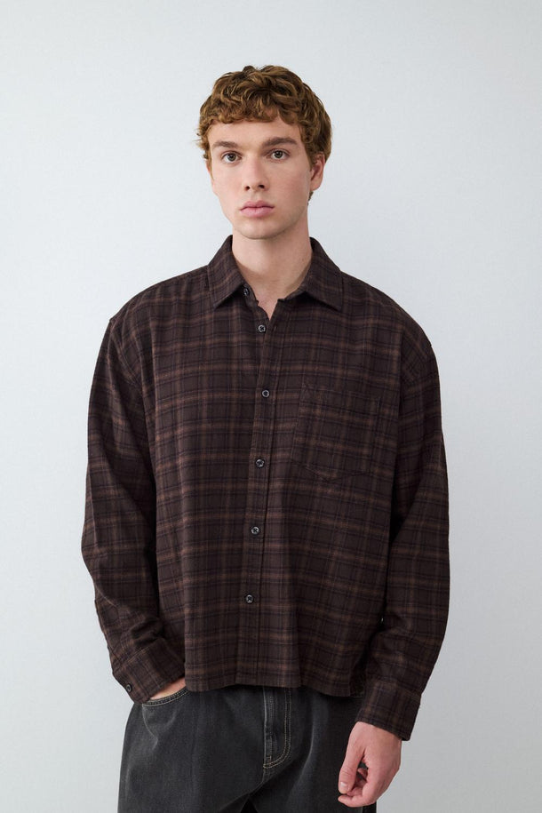 Product CAMISA MANGA LARGA BOXY FRANELA -Coffee Bean - Image 1