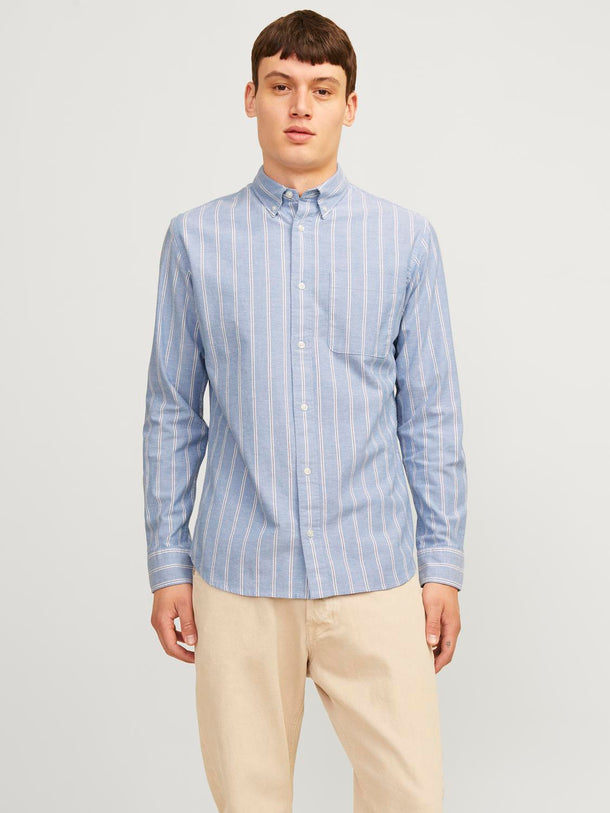 Product CAMISA SLIM MANGA LARGA OXFORD - Chambray Blue Stripes:SLIM FIT - Image 15
