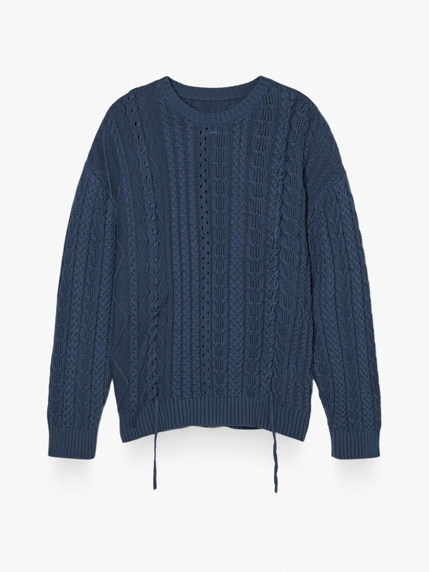 Product SWEATER CUELLO REDONDO CABLES BMK-NAVY BLUE - Image 4